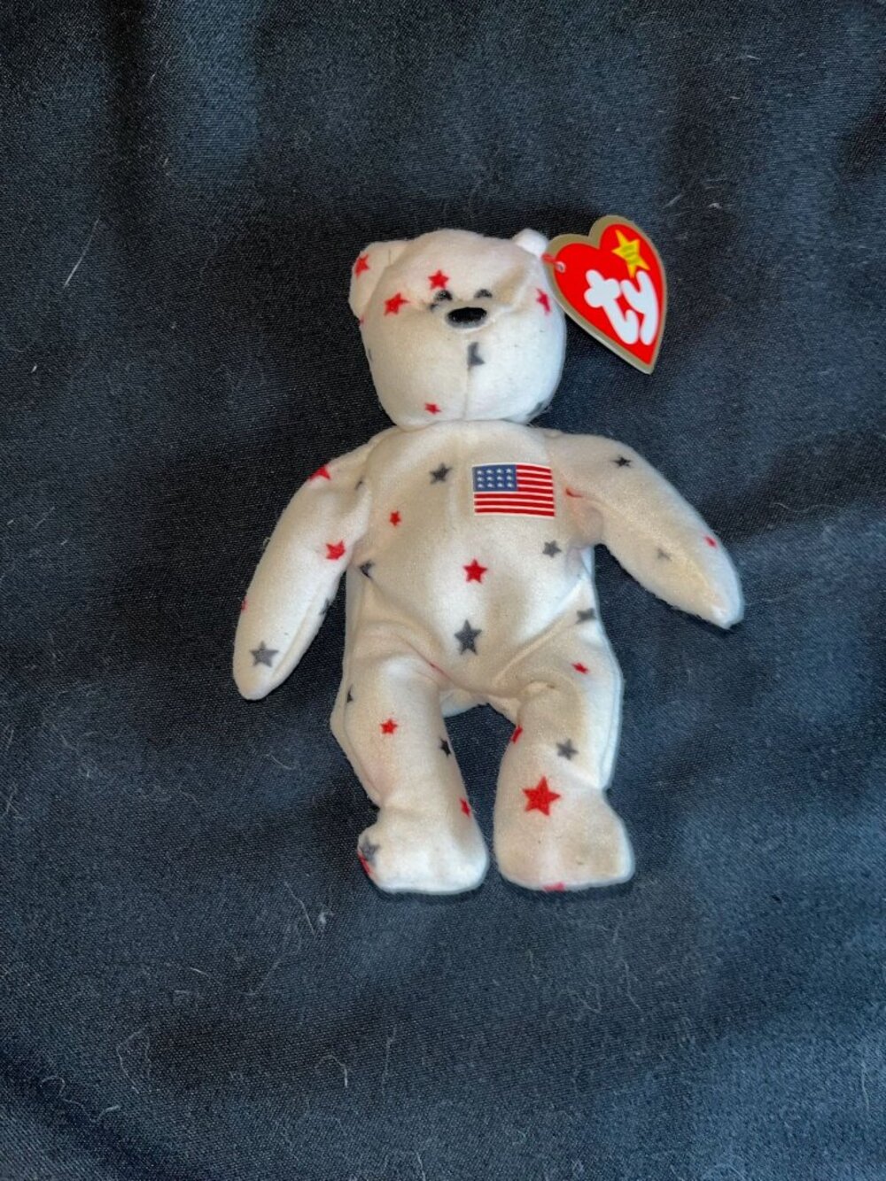Ty Teenie Beanie Babies Glory The Bear Plush With USA Flag Patch